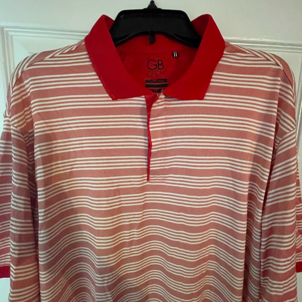 Men's Red Striped Polo Shirt